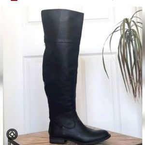 Flat OTK Black Faux Leather Boots (wide)